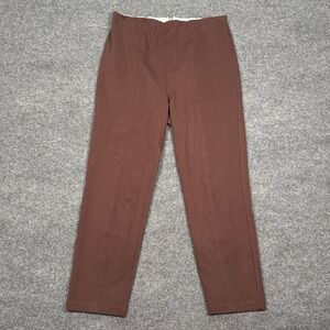 Pearl Lela Rose Brown Seamed Straight Leg Ponte Womens Sz 12 Stretch Ankle Pants